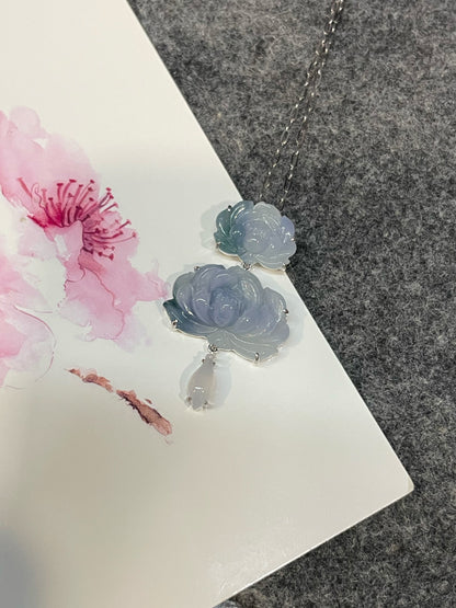 Lavender Jade Pendant - Lotus Flower (NJP179)