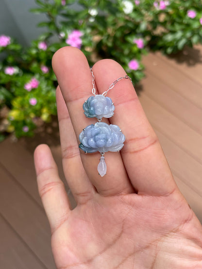 Lavender Jade Pendant - Lotus Flower (NJP179)