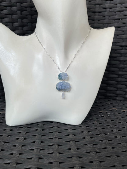 Lavender Jade Pendant - Lotus Flower (NJP179)