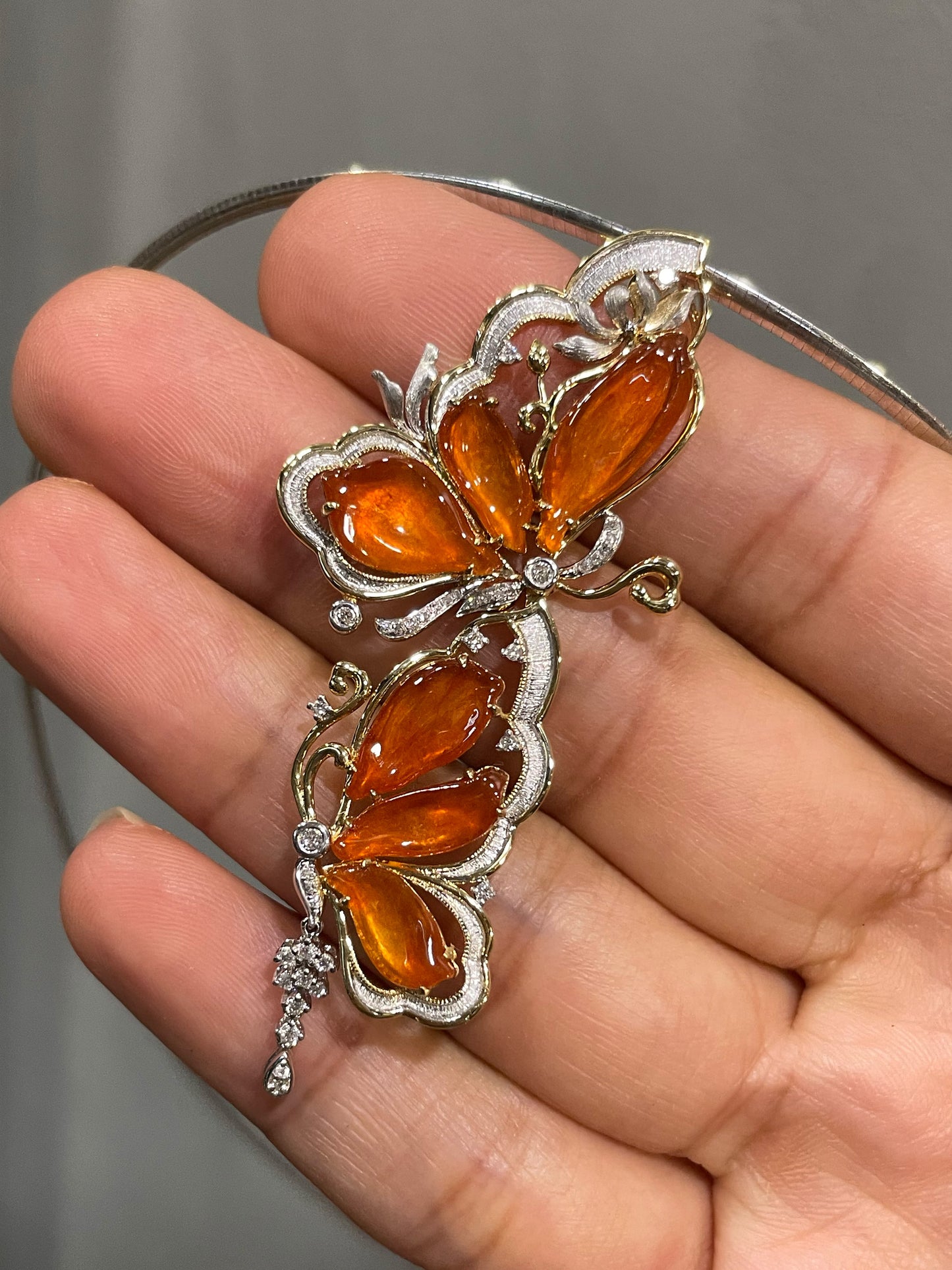 Orangy Red Jade Pendant - Butterfly (NJP180)
