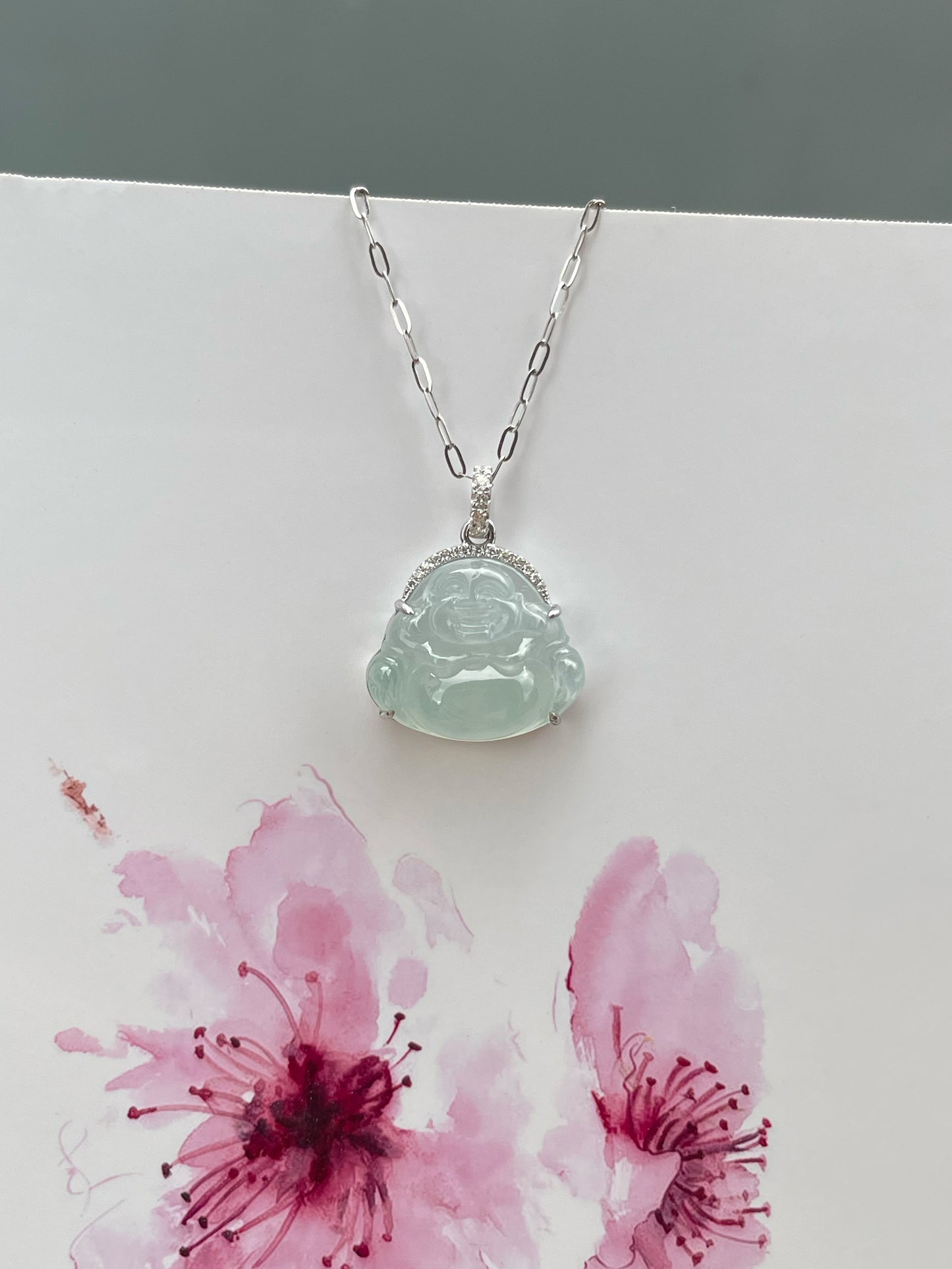 Icy Jade Pendant -  Laughing Buddha 笑佛 (NJP185)