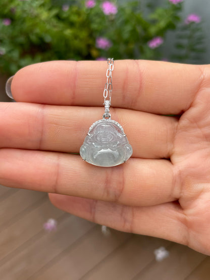 Icy Jade Pendant -  Laughing Buddha 笑佛 (NJP185)