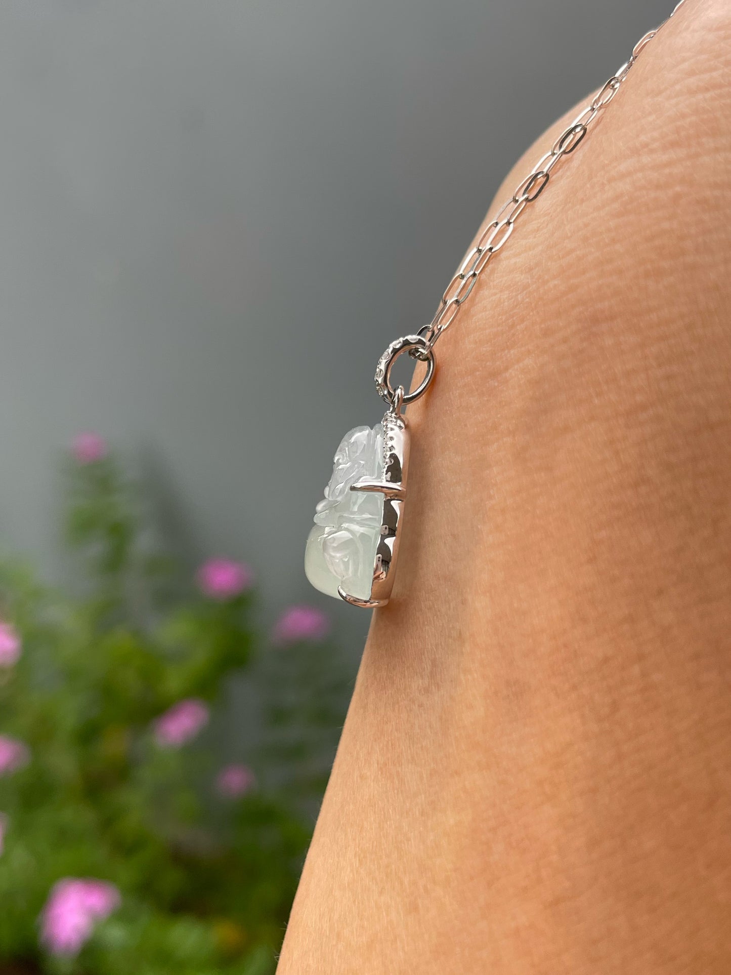 Icy Jade Pendant -  Laughing Buddha 笑佛 (NJP185)