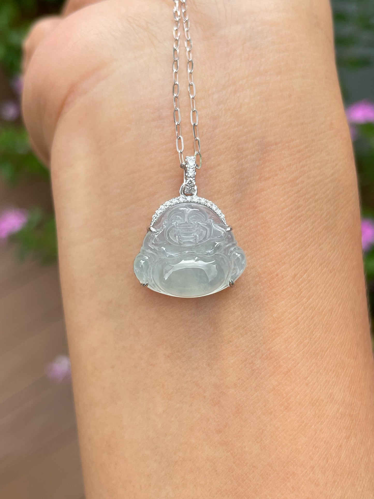 Icy Jade Pendant -  Laughing Buddha 笑佛 (NJP185)