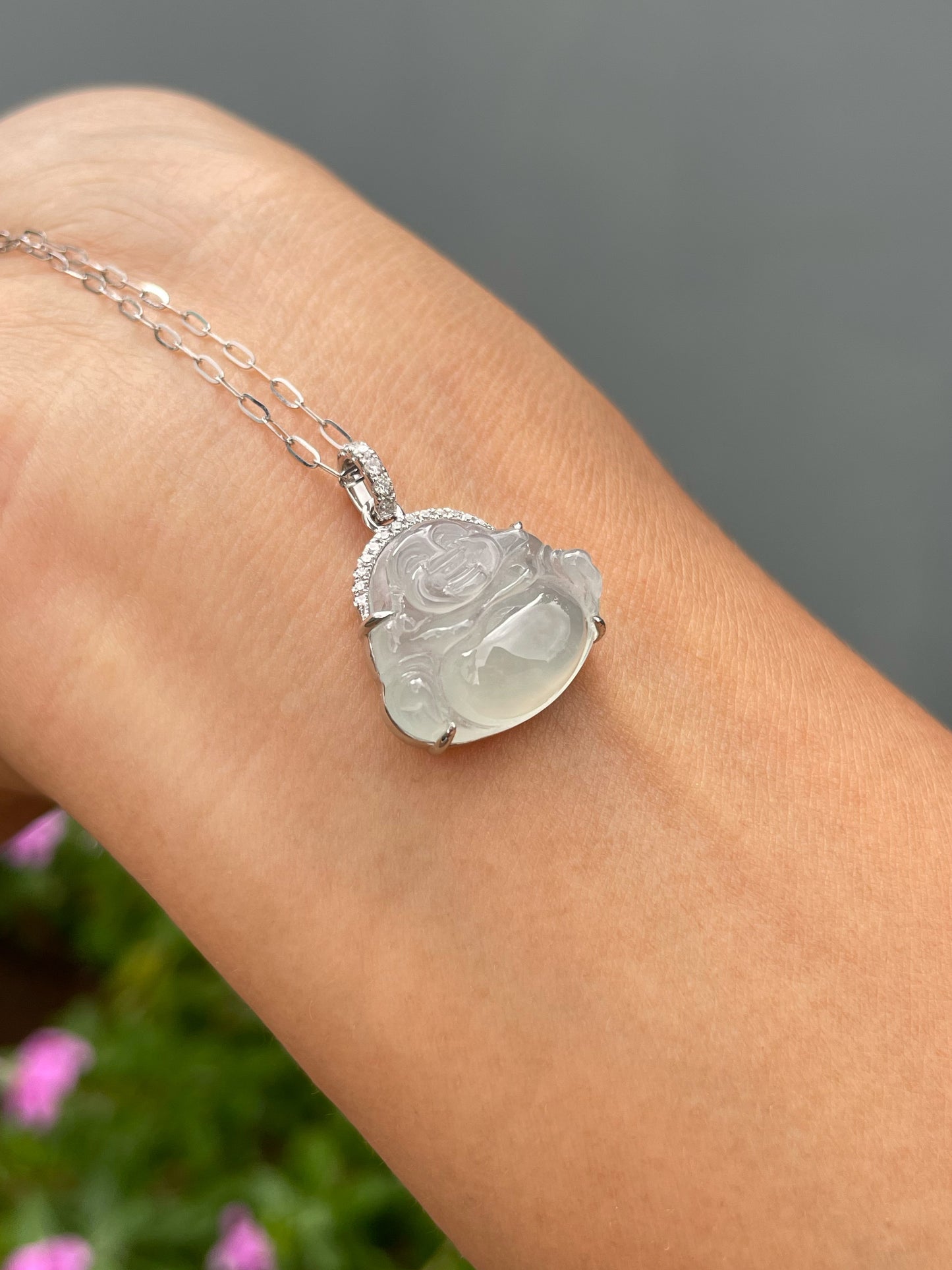 Icy Jade Pendant -  Laughing Buddha 笑佛 (NJP185)