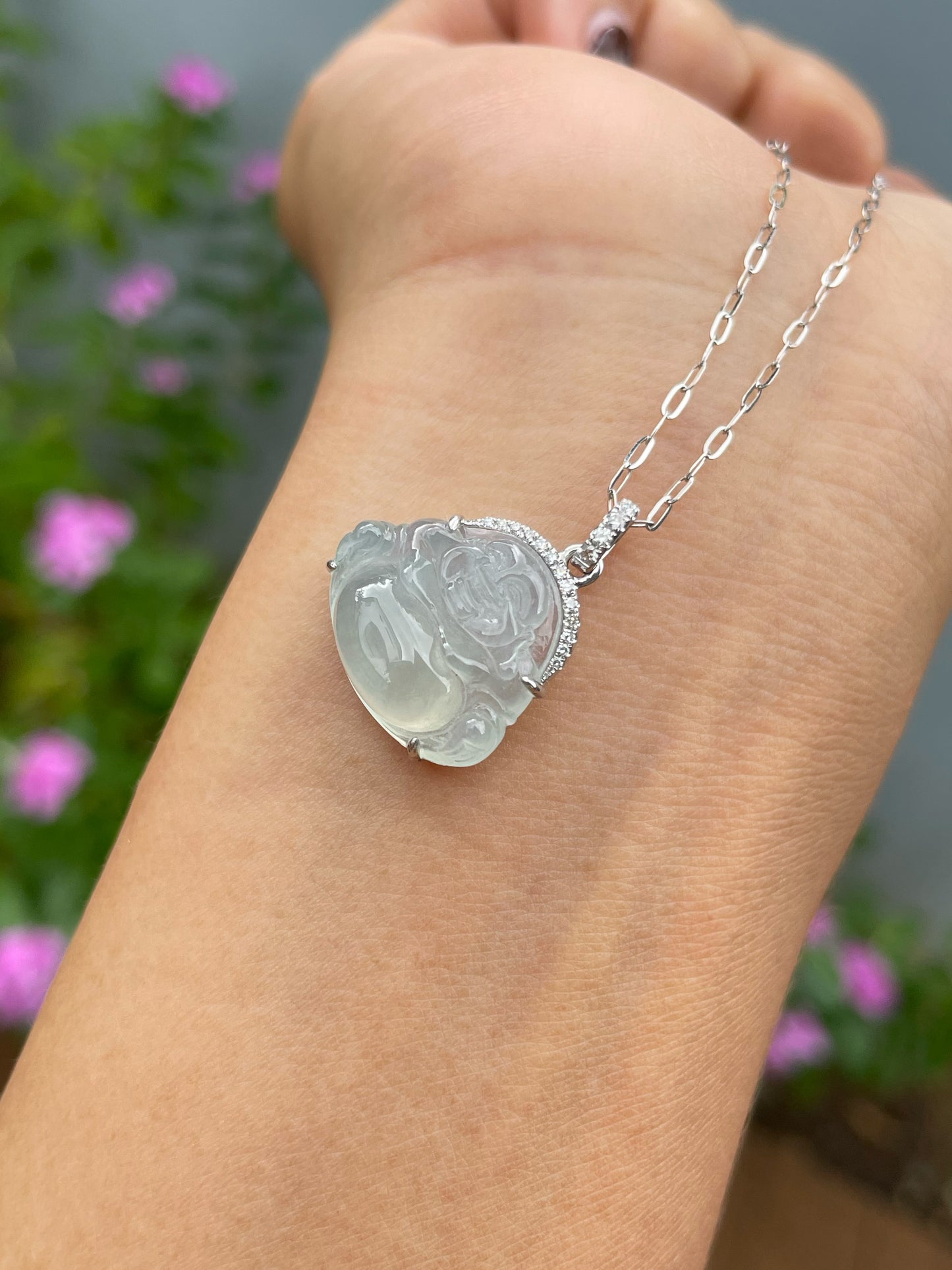 Icy Jade Pendant -  Laughing Buddha 笑佛 (NJP185)