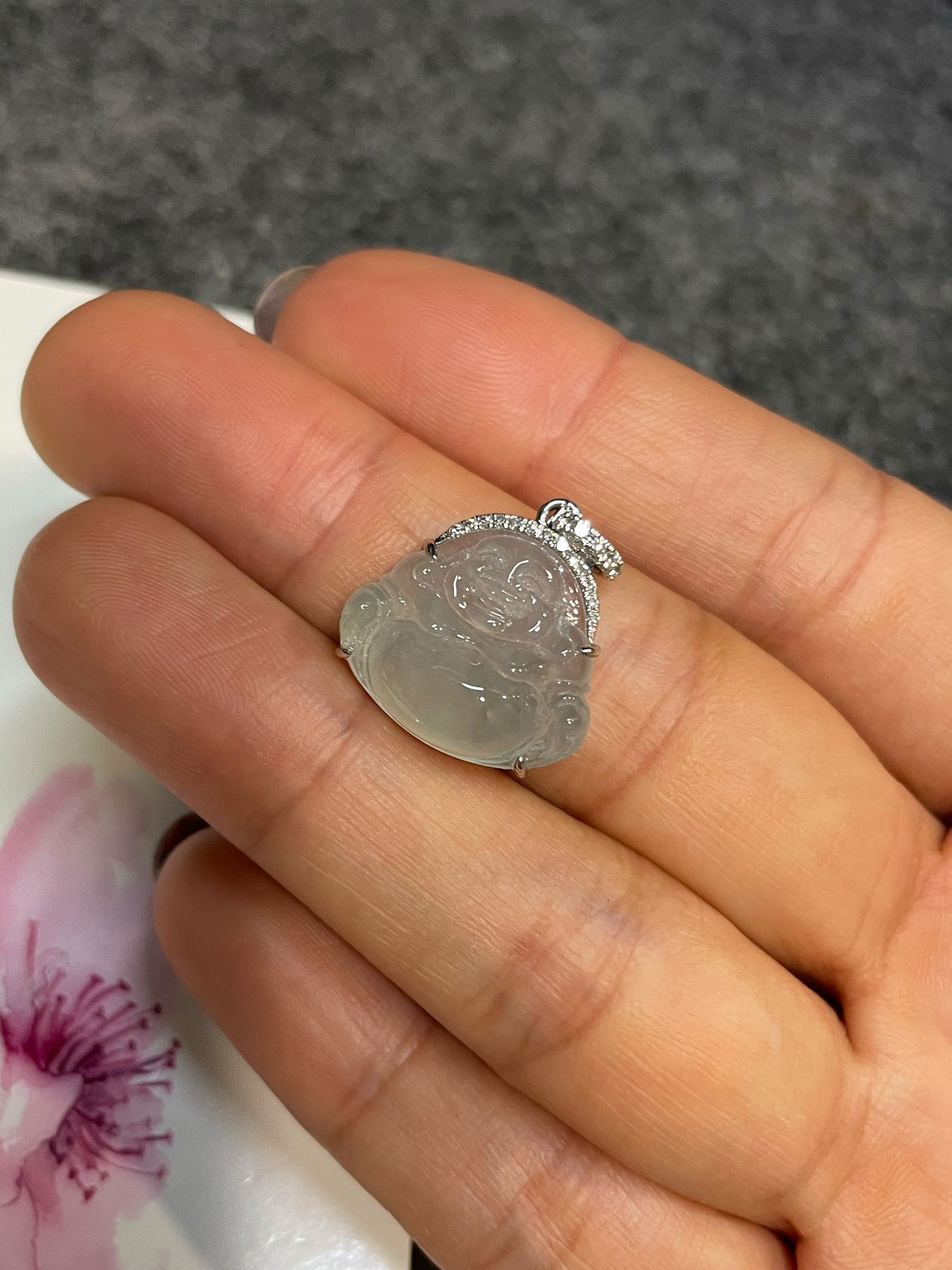 Icy Jade Pendant -  Laughing Buddha 笑佛 (NJP185)