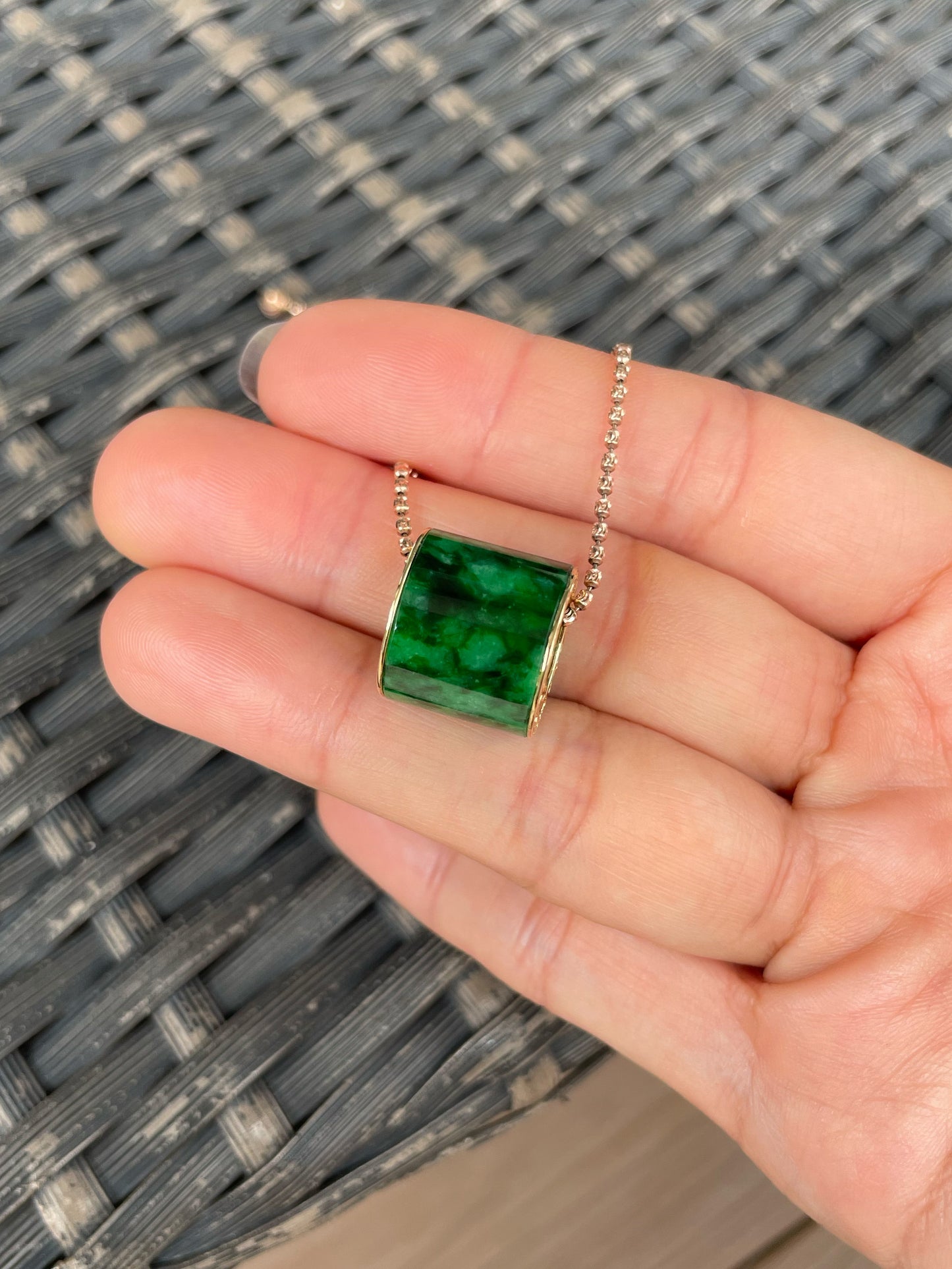 Green Jade Barrel Pendant - Lu Lu Tong 路路通 (NJP186)