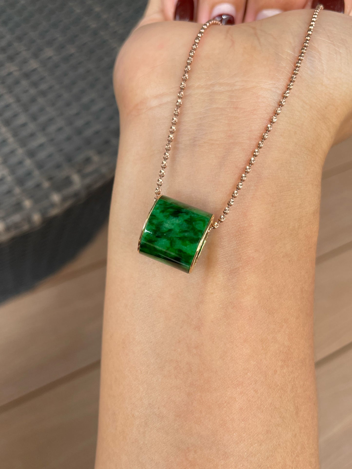 Green Jade Barrel Pendant - Lu Lu Tong 路路通 (NJP186)