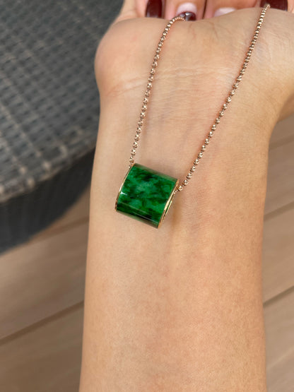 Green Jade Barrel Pendant - Lu Lu Tong 路路通 (NJP186)