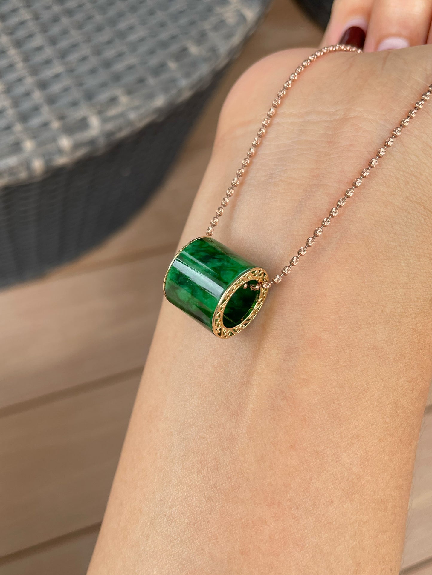 Green Jade Barrel Pendant - Lu Lu Tong 路路通 (NJP186)