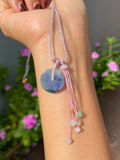 Lavender Jadeite Pendant - Safety Coin 平安扣 (NJP189)