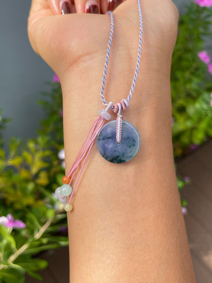 Lavender Jadeite Pendant - Safety Coin 平安扣 (NJP189)