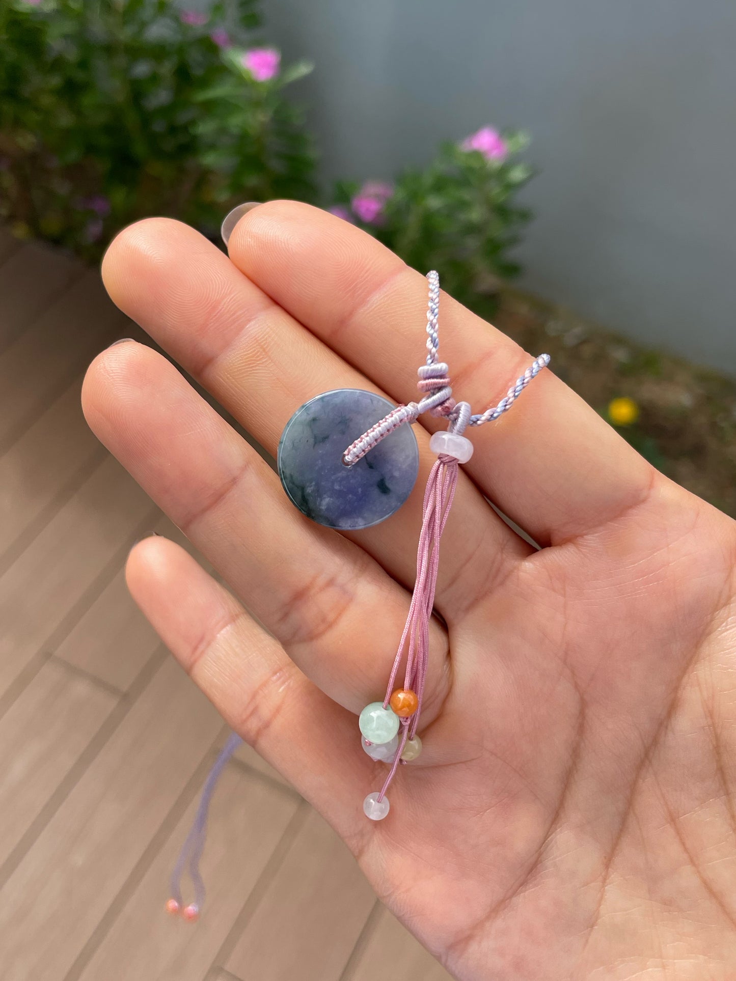 Lavender Jadeite Pendant - Safety Coin 平安扣 (NJP189)