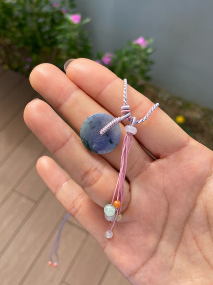 Lavender Jadeite Pendant - Safety Coin 平安扣 (NJP189)