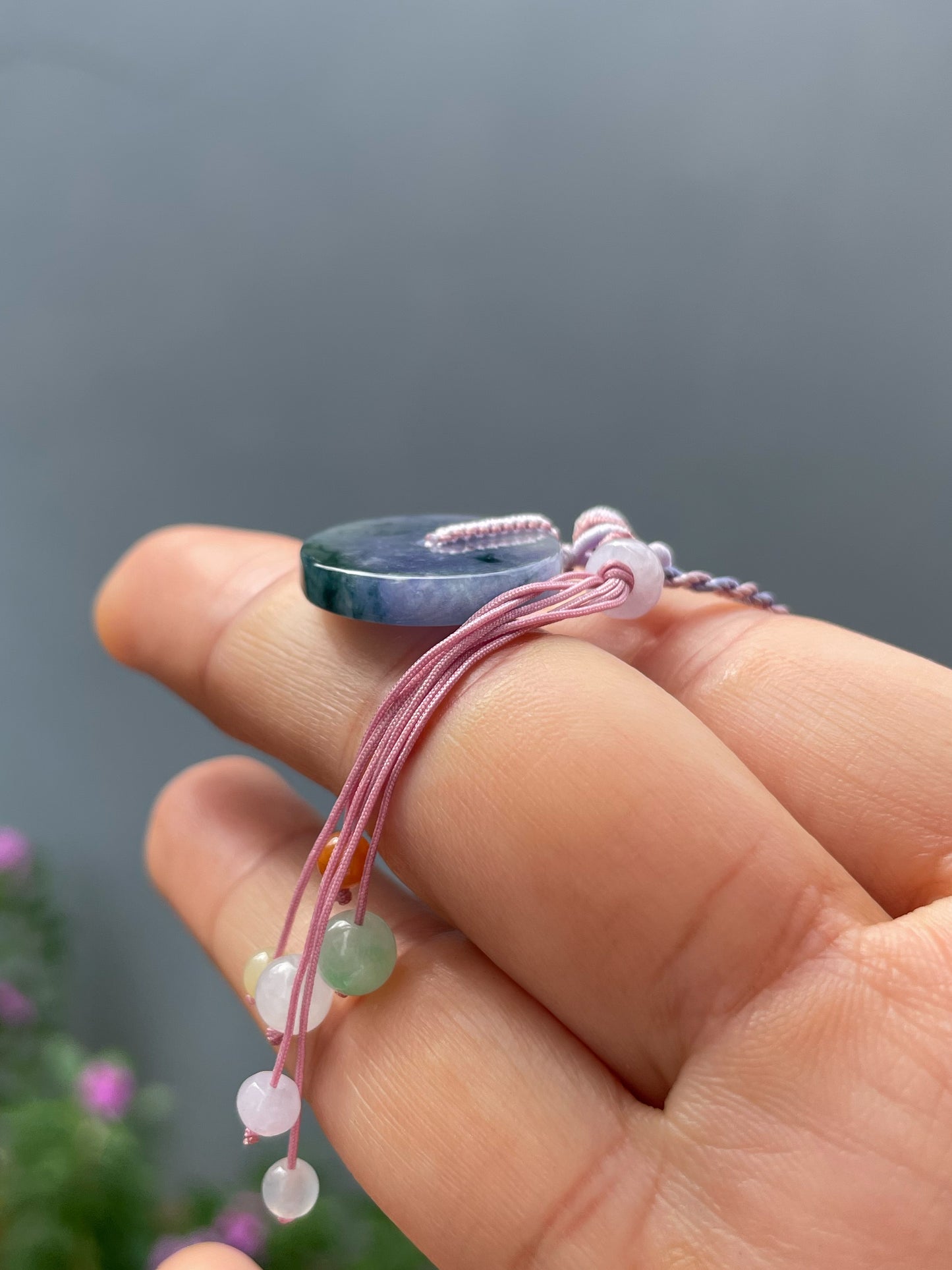 Lavender Jadeite Pendant - Safety Coin 平安扣 (NJP189)