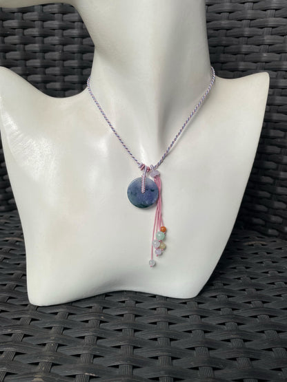 Lavender Jadeite Pendant - Safety Coin 平安扣 (NJP189)