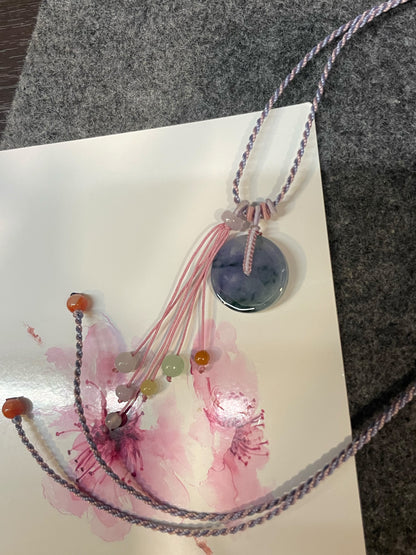 Lavender Jadeite Pendant - Safety Coin 平安扣 (NJP189)