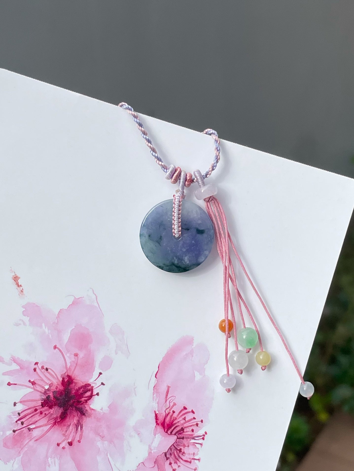 Lavender Jadeite Pendant - Safety Coin 平安扣 (NJP189)