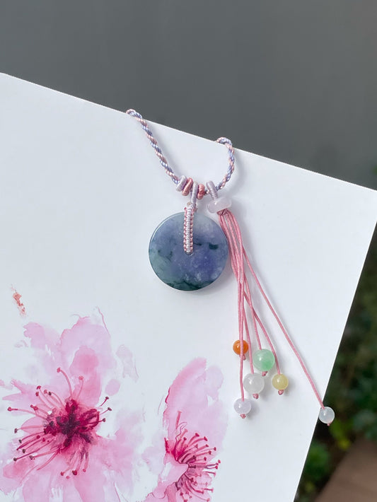 Lavender Jadeite Pendant - Safety Coin 平安扣 (NJP189)