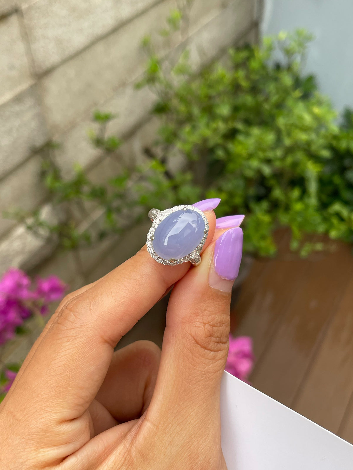 Lavender Jade Cabochon Ring (NJR039)