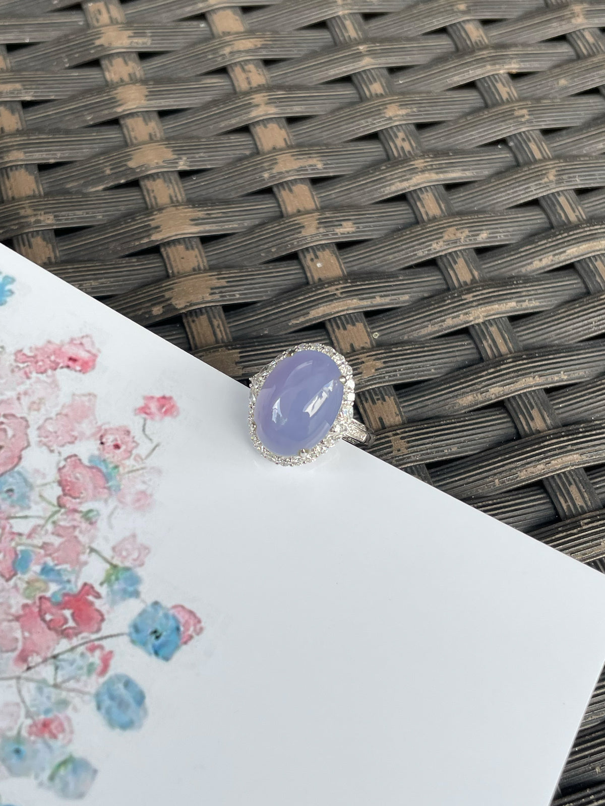 Lavender Jade Cabochon Ring (NJR039)