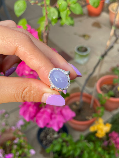 Lavender Jade Cabochon Ring (NJR039)