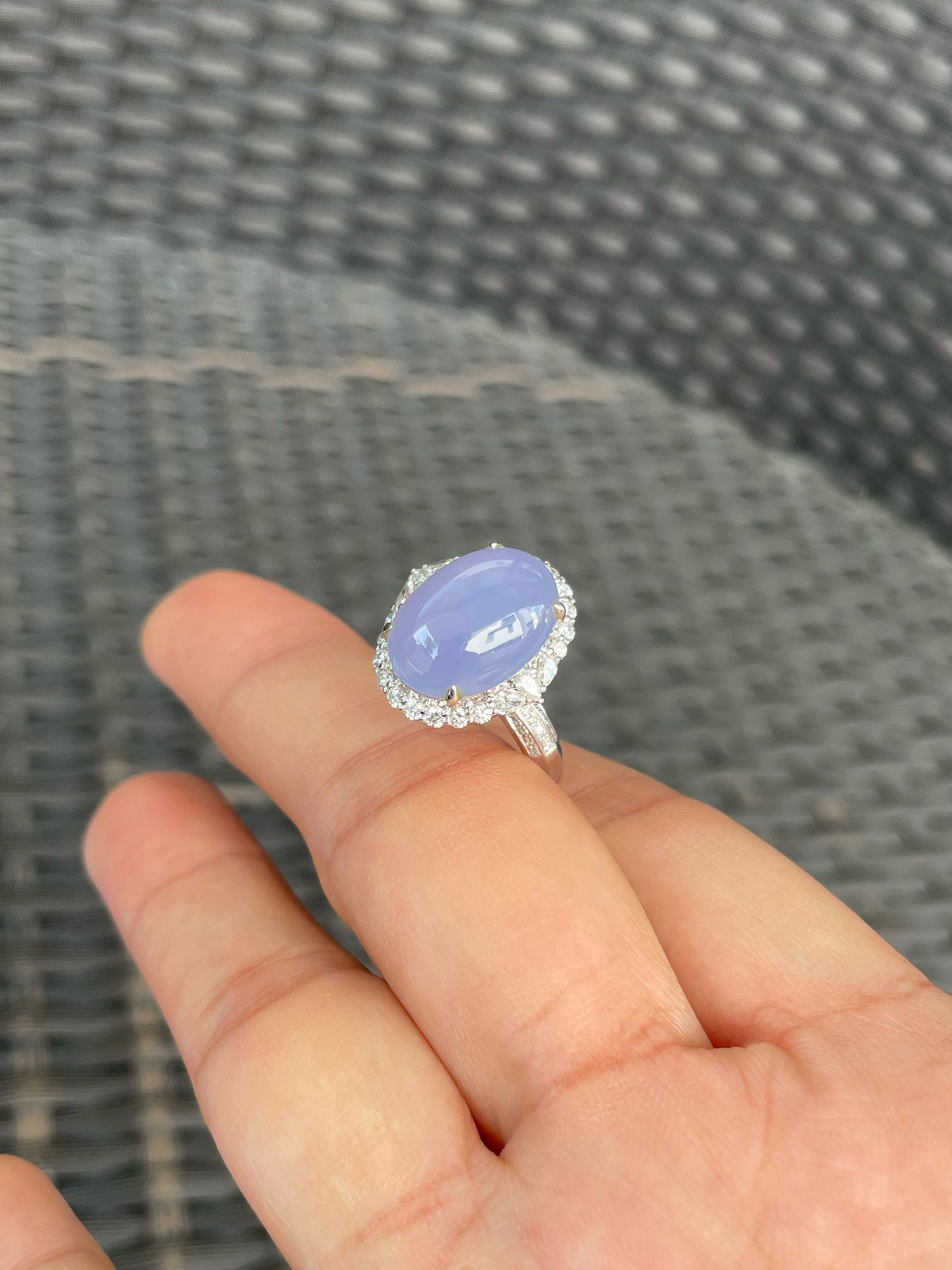 Lavender Jade Cabochon Ring (NJR039)