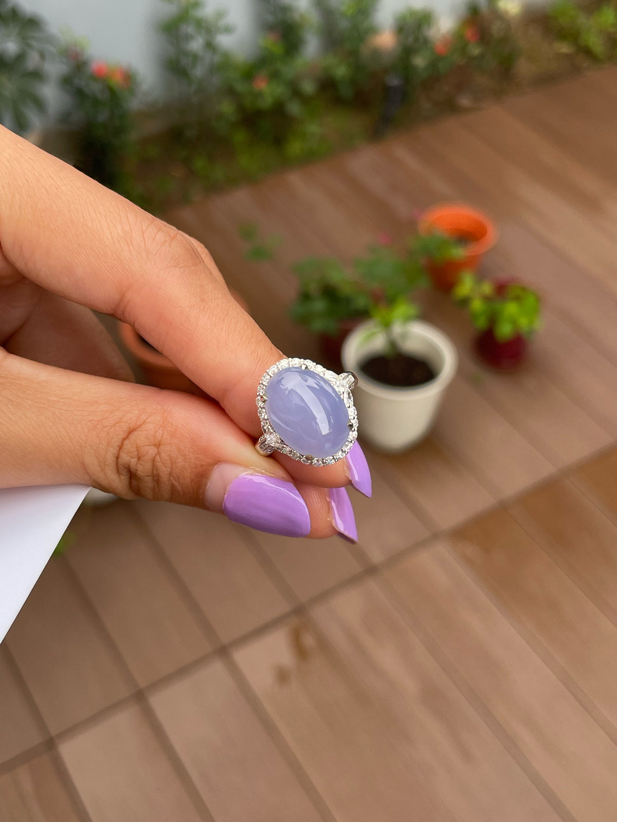 Lavender Jade Cabochon Ring (NJR039)