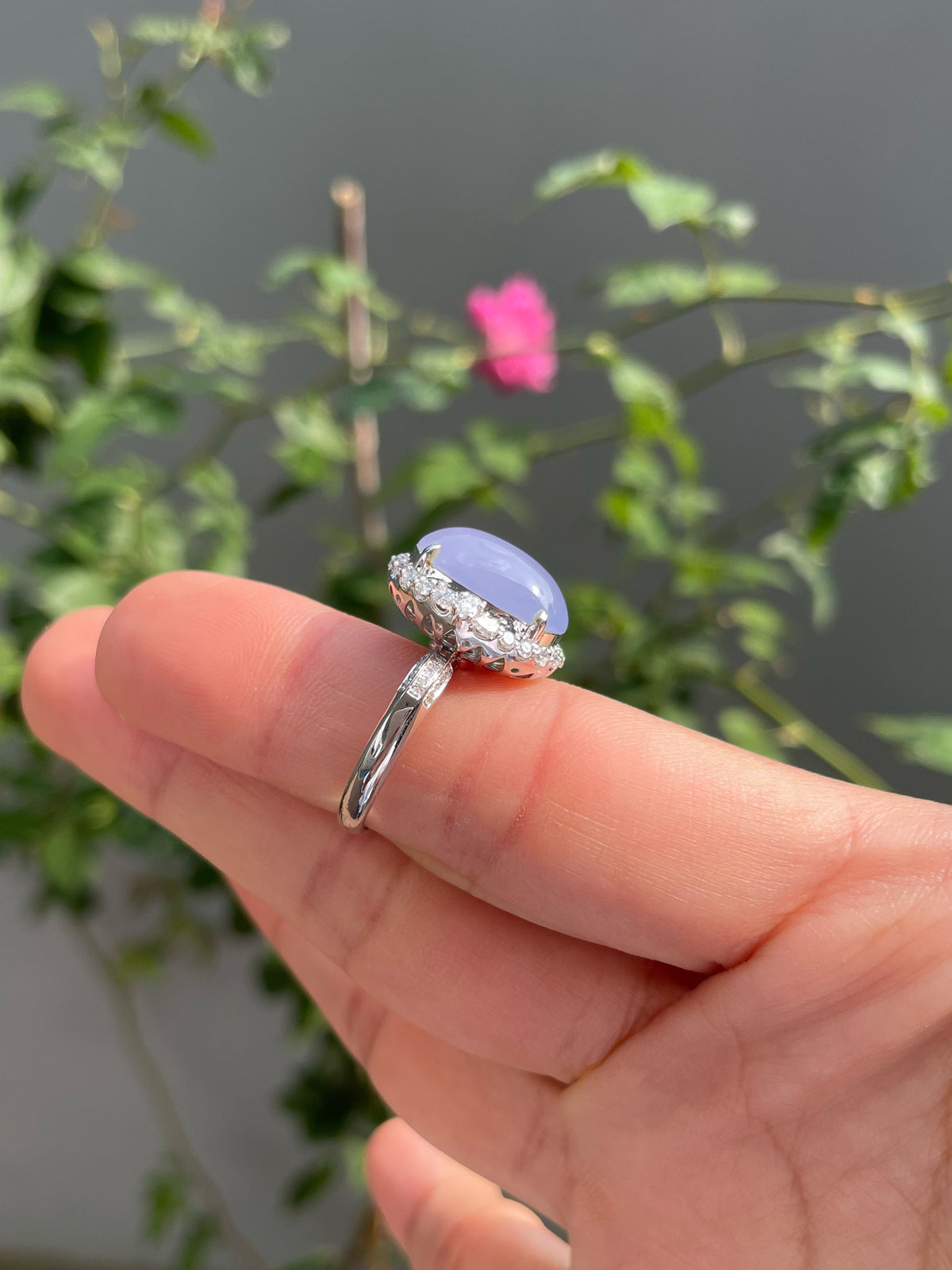 Lavender Jade Cabochon Ring (NJR039)
