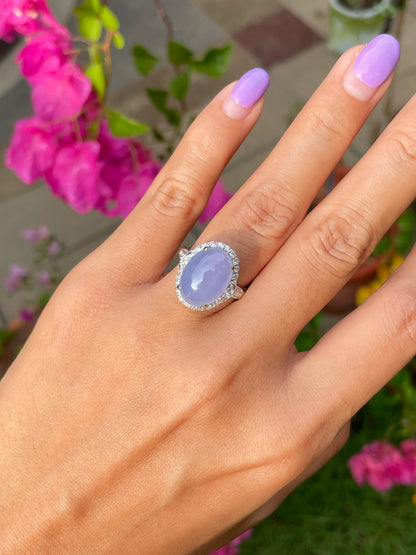 Lavender Jade Cabochon Ring (NJR039)