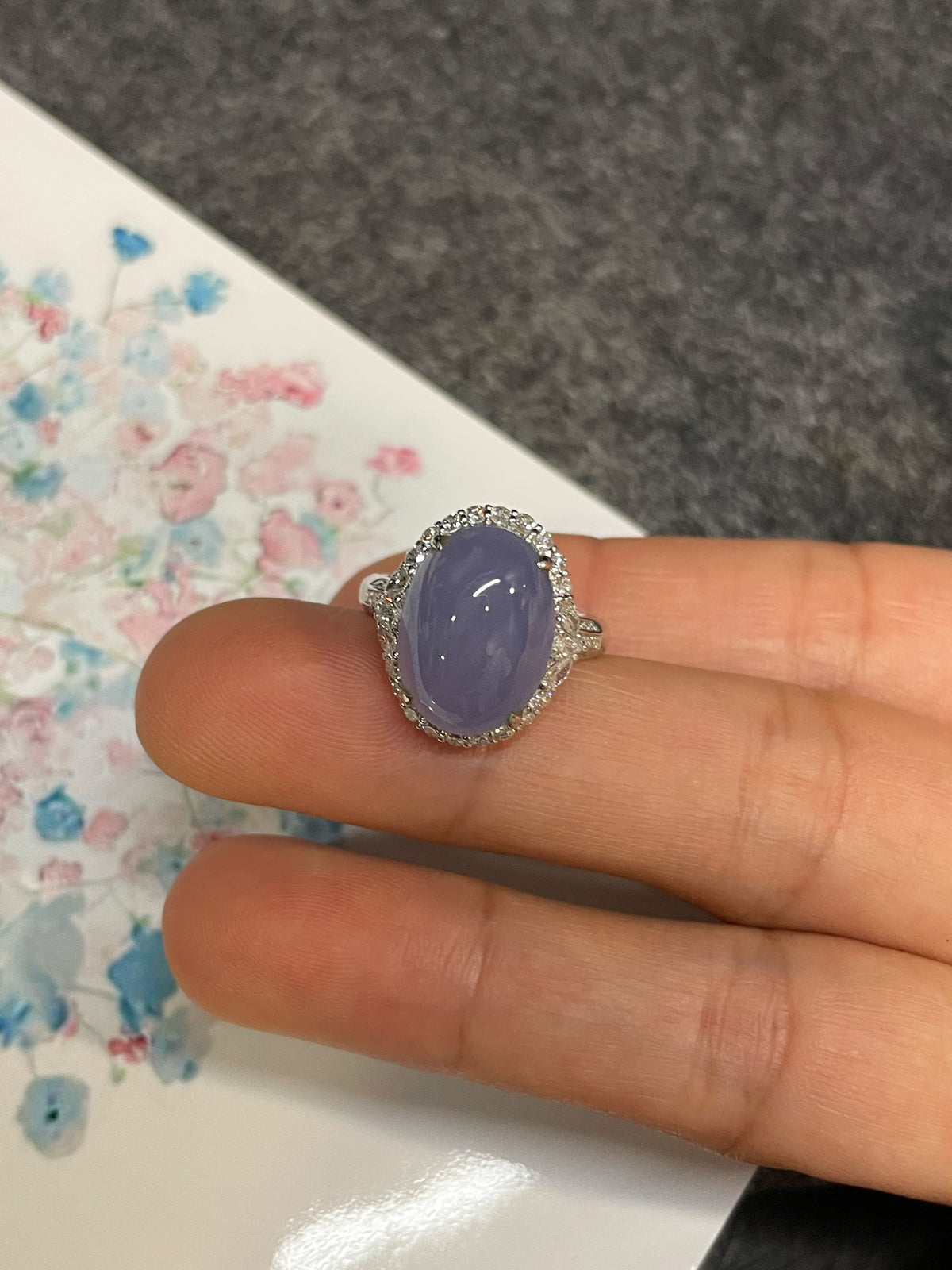 Lavender Jade Cabochon Ring (NJR039)