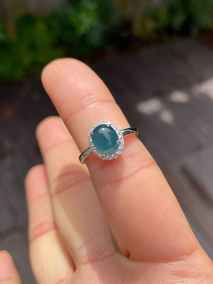 Blue Jade Cabochon Ring (NJR159)