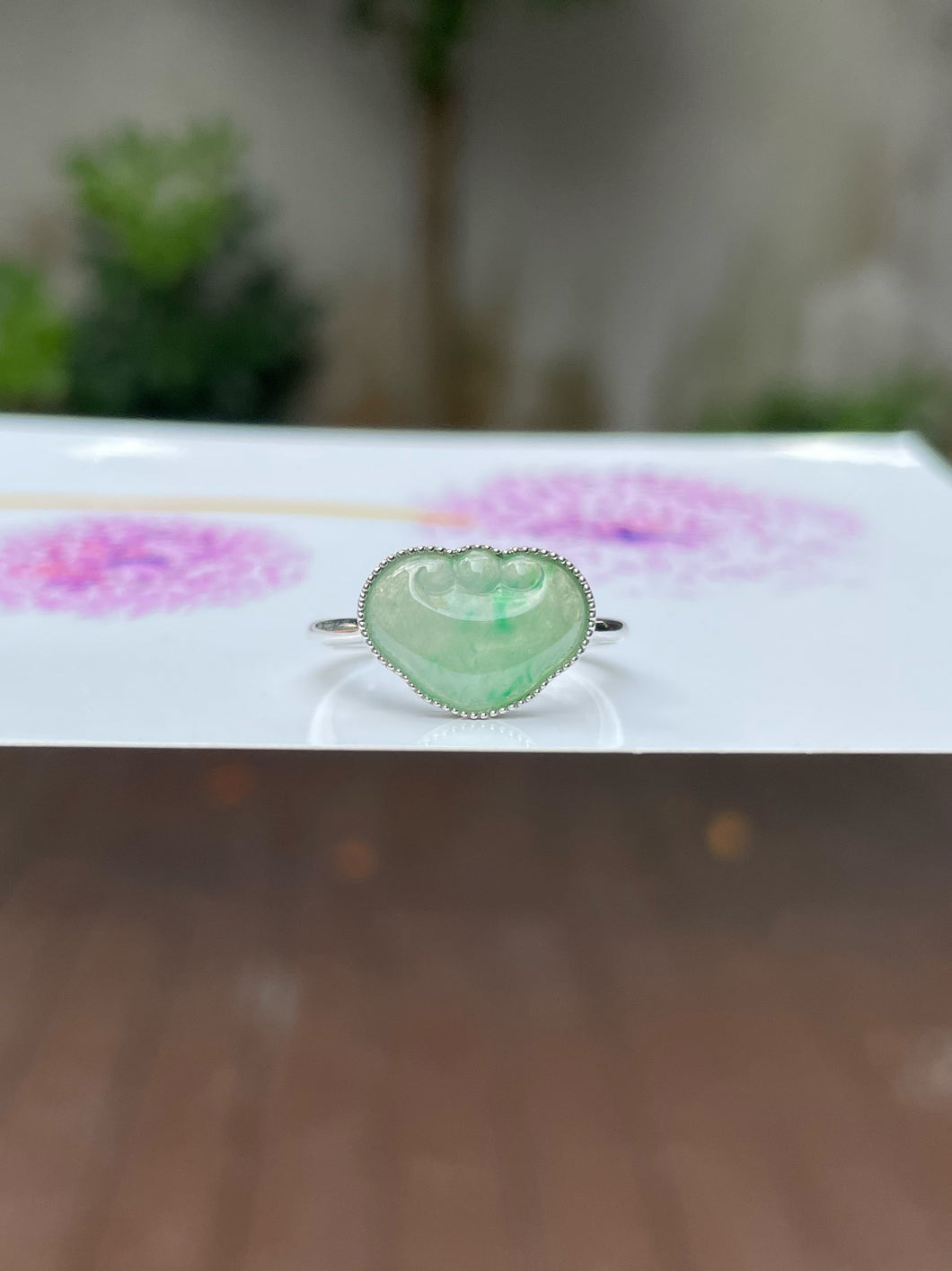 Light Green Jadeite Ring - Ruyi 如意 (NJR160)