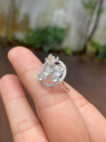 Glassy Goldfish Jade Ring (NJR161)