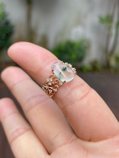 Glassy Jadeite Ring - Ruyi 如意 (NJR165)