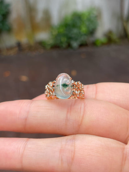 Glassy Jadeite Ring - Ruyi 如意 (NJR165)