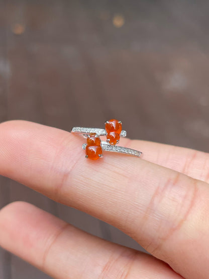 Orangy Red Jadeite Ring - Hu Lu 葫芦 (NJR166)