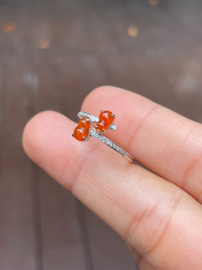 Orangy Red Jadeite Ring - Hu Lu 葫芦 (NJR166)