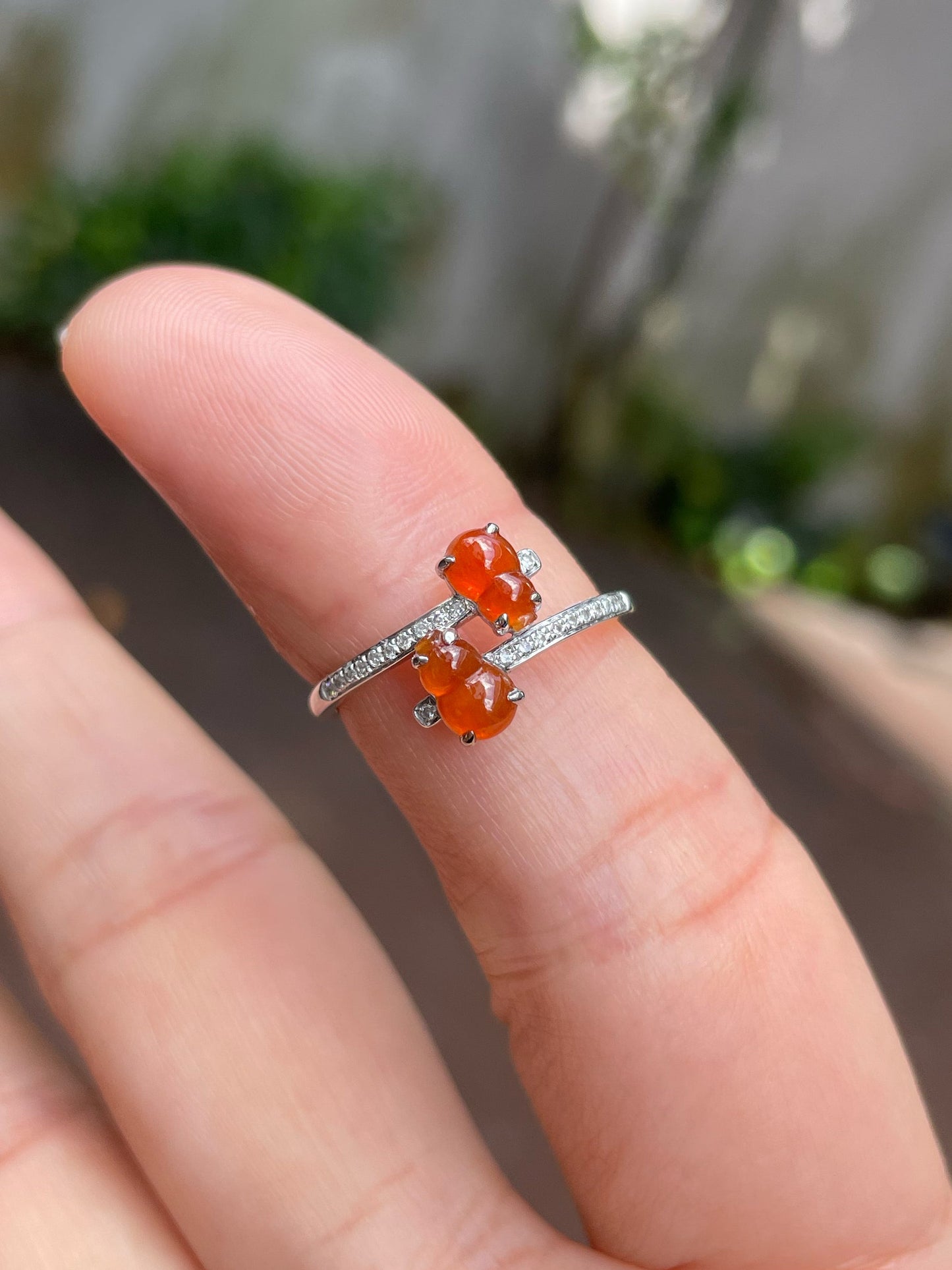 Orangy Red Jadeite Ring - Hu Lu 葫芦 (NJR166)