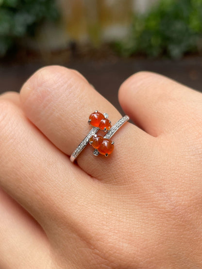 Orangy Red Jadeite Ring - Hu Lu 葫芦 (NJR166)