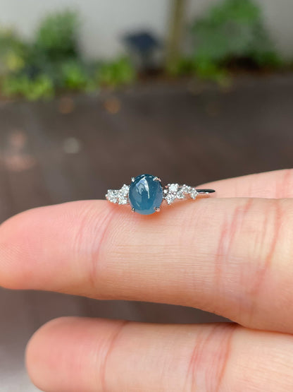 Blue Jade Cabochon Ring (NJR172)