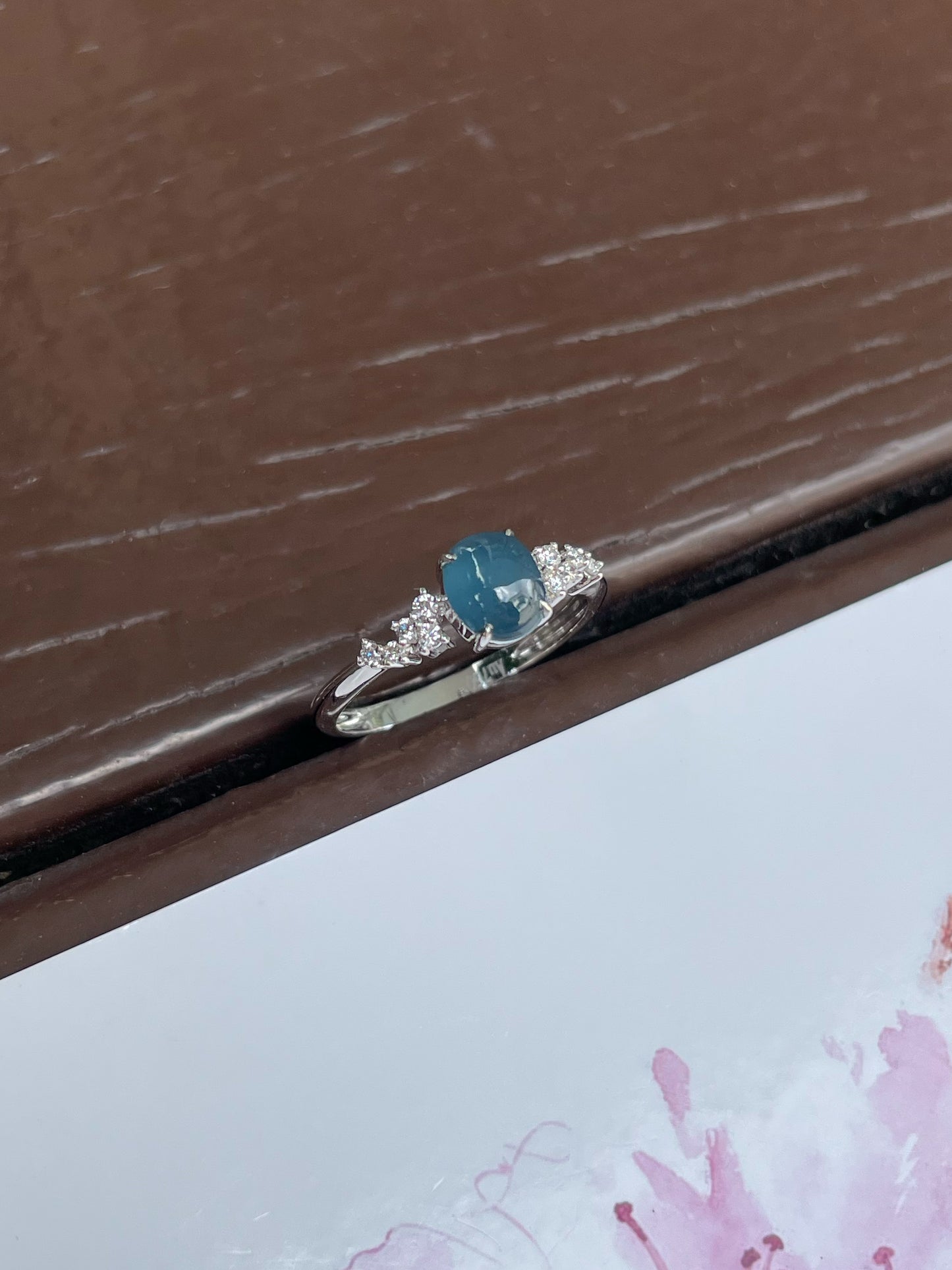 Blue Jade Cabochon Ring (NJR172)