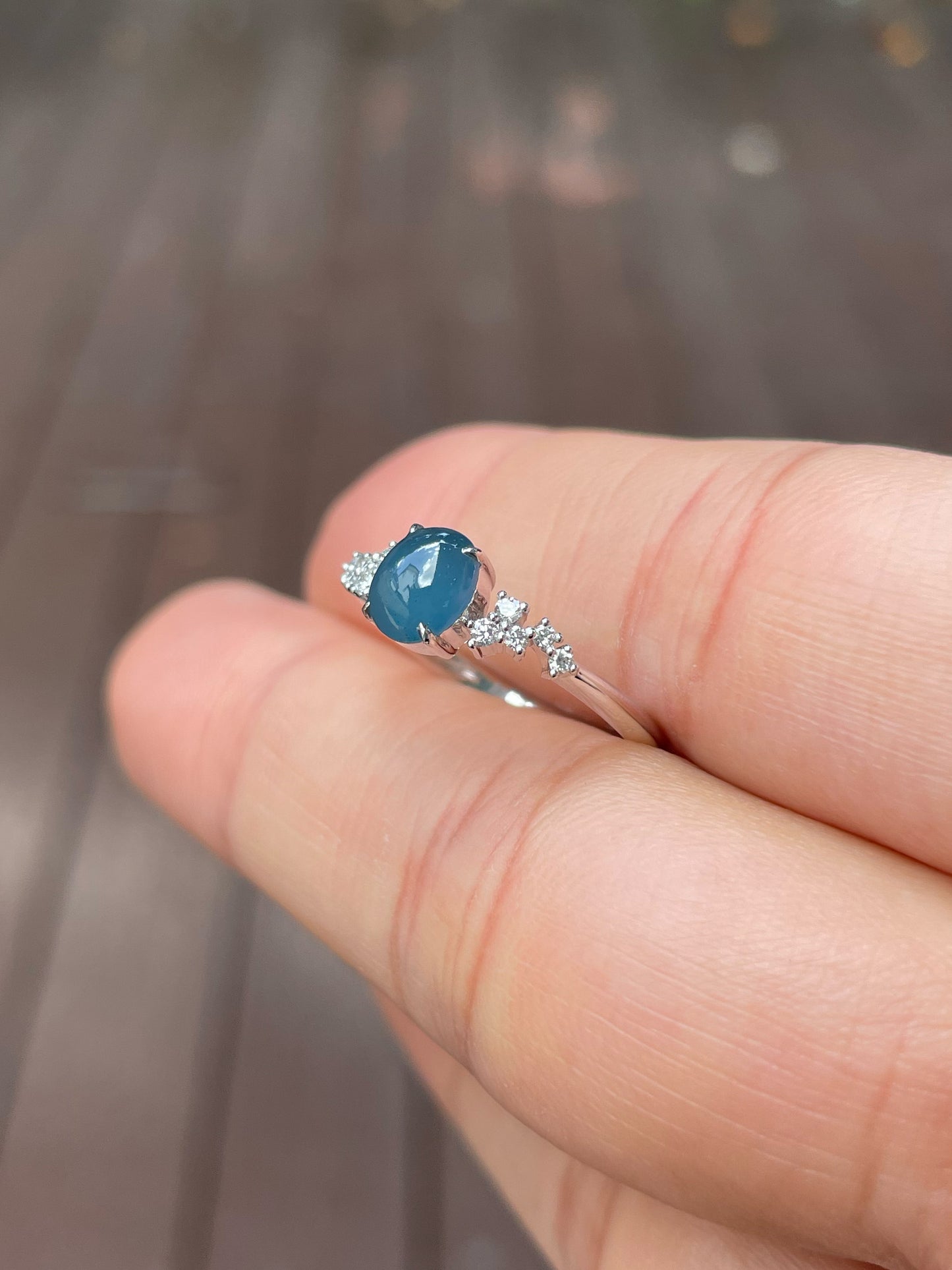 Blue Jade Cabochon Ring (NJR172)