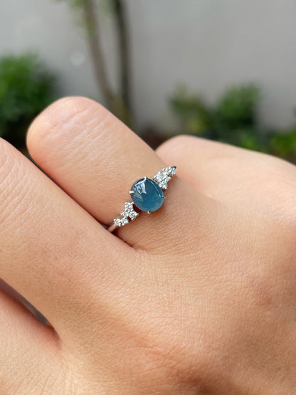 Blue Jade Cabochon Ring (NJR172)