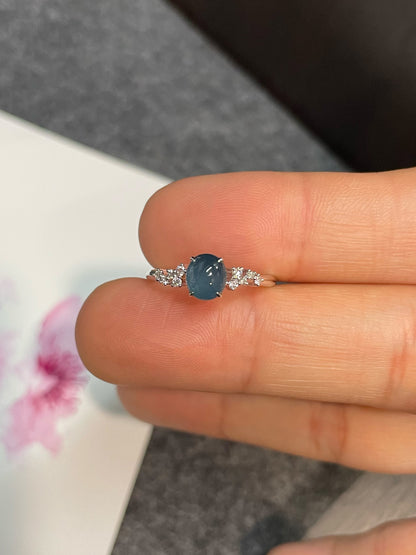 Blue Jade Cabochon Ring (NJR172)