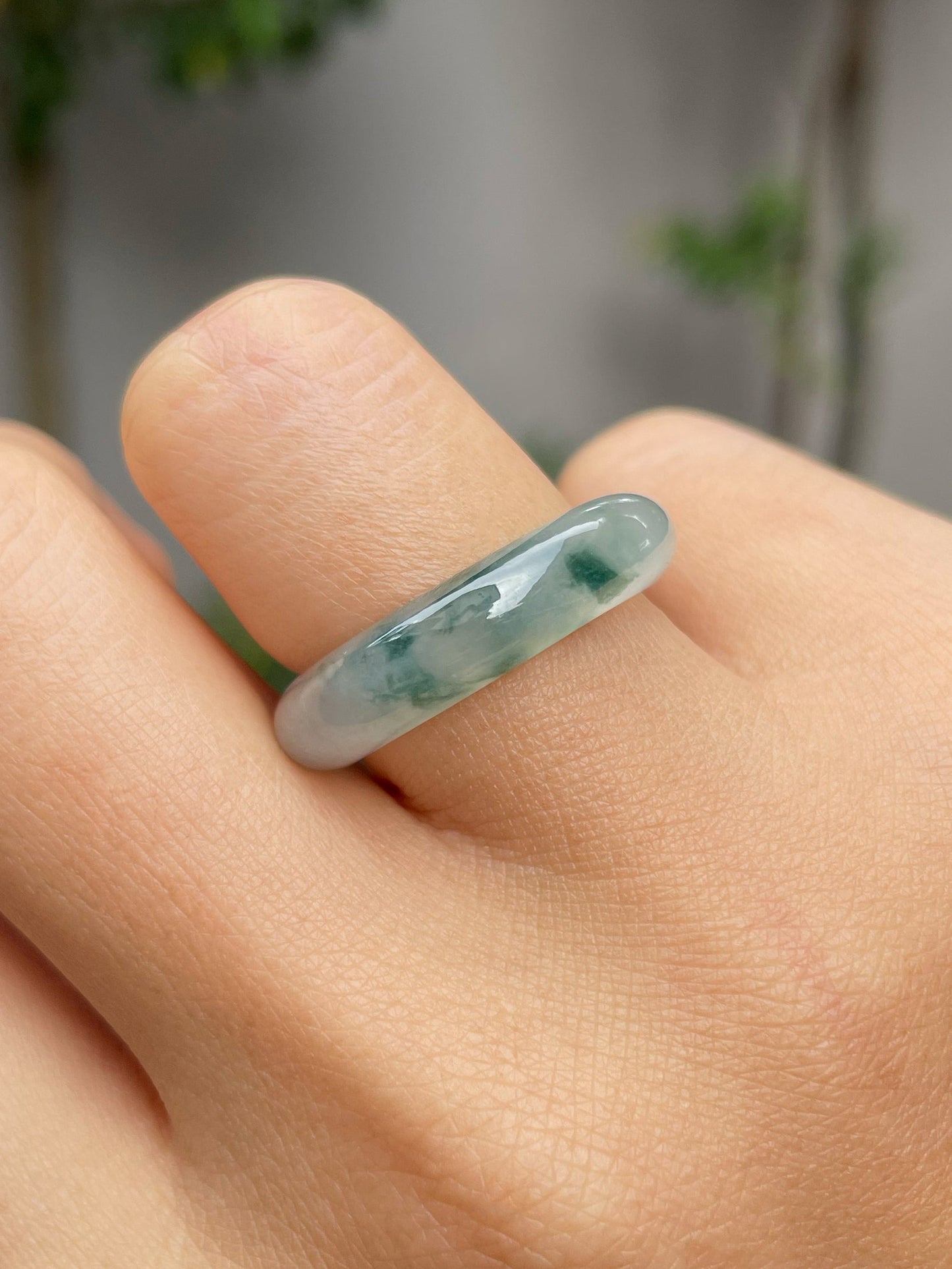 Bluish Green Jade Abacus Ring | HK 15 (NJR180)