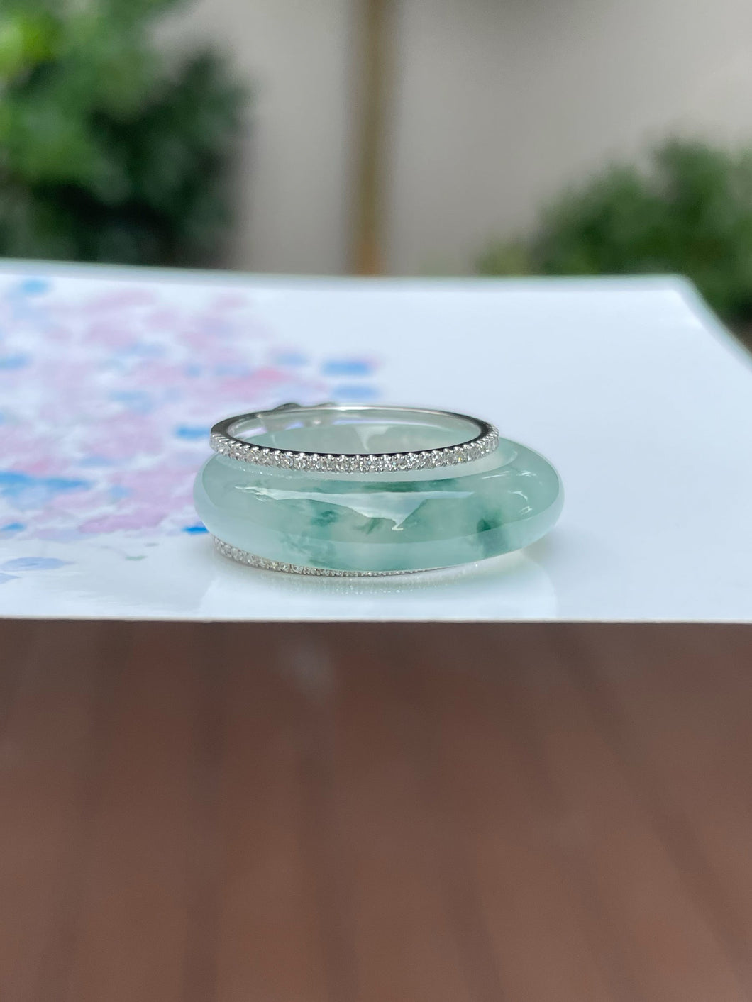 Bluish Green Jade Abacus Ring | HK 15 (NJR180)