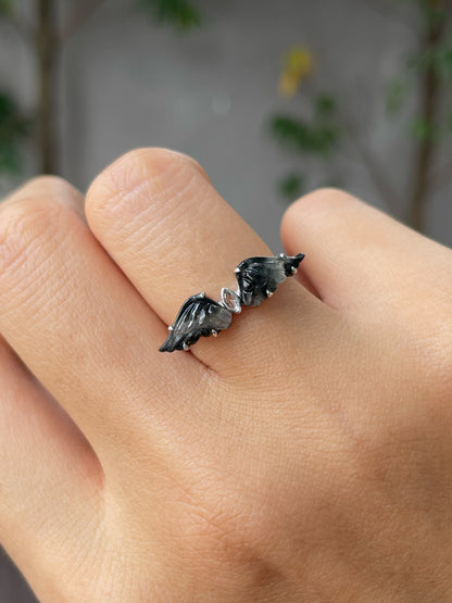 Black Jade Ring - Wings (NJR187)