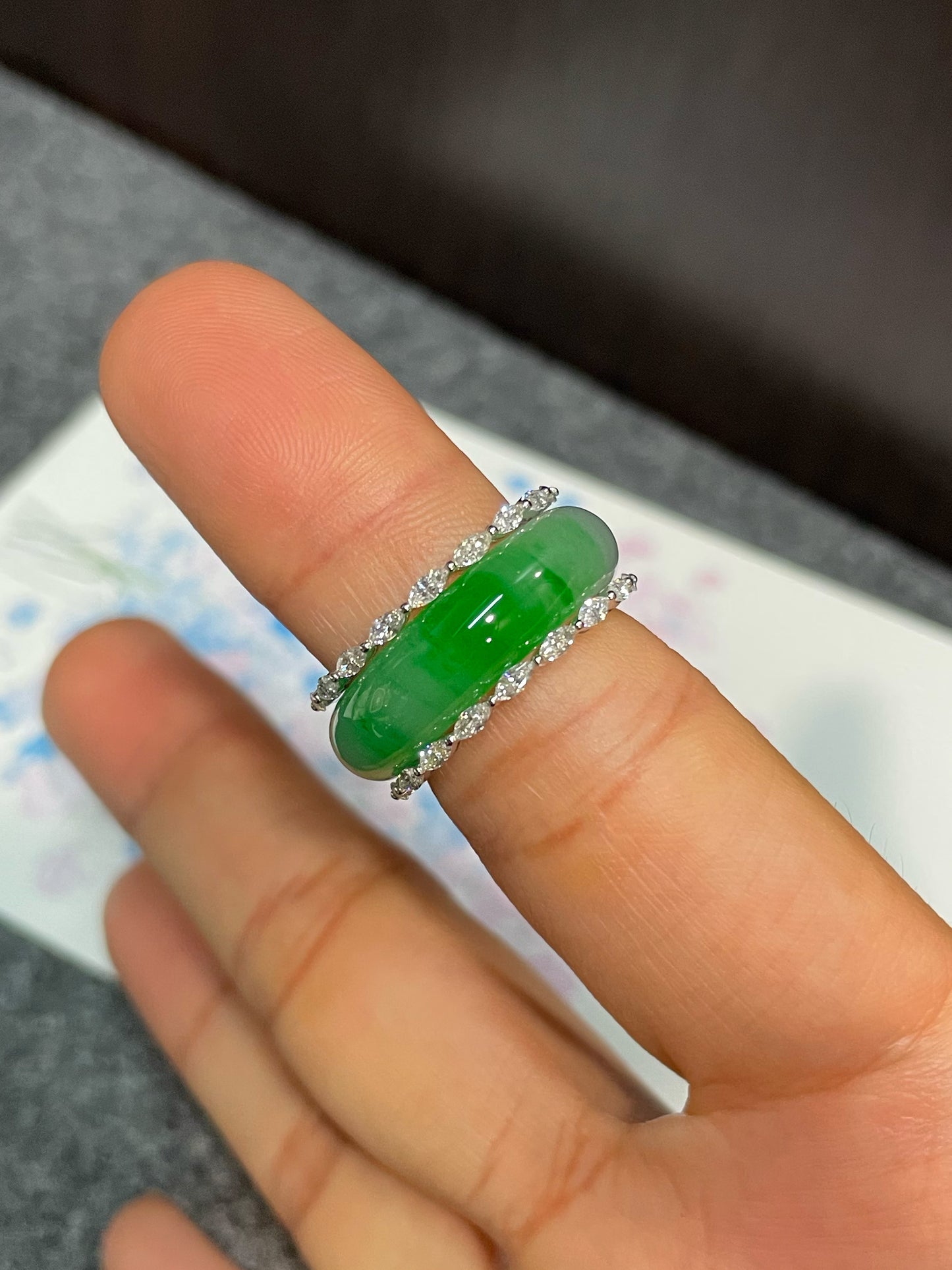 Green Jade Abacus Ring | HK 13 (NJR188)